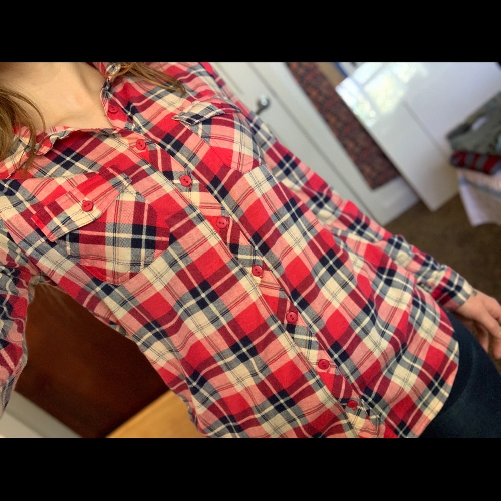 Multi colored mainly pink flannel